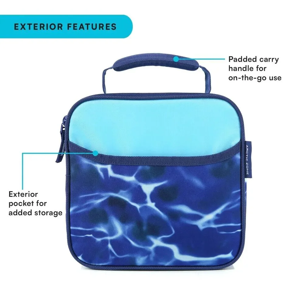 Arctic Zone Lunch Box Combo Thermal Insulation Dark Waters Blue School Lunch Bag